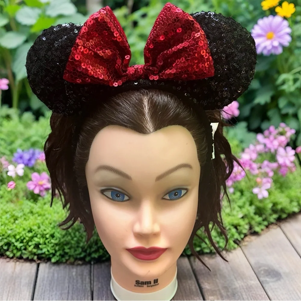 Disney Sequin Red and Black Mouse Ears Headband